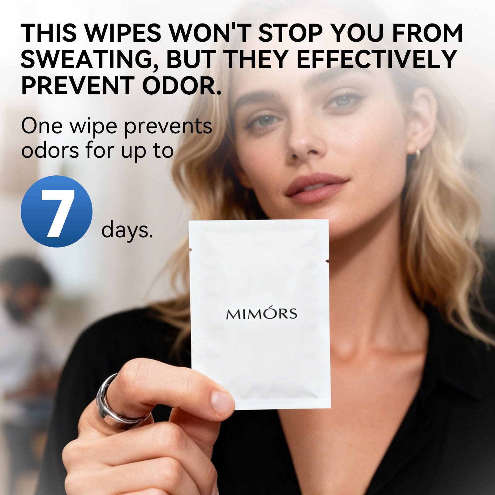 30pc MIMÓRS Natural Deodorant Wipes - Instant Freshness & Sweat Protection, Gentle on Skin, Portable Individual Packs for On-the-Go (Travel/Gym/Work)