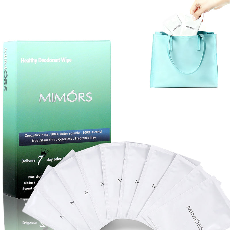 MIMORS Deodorant Body Wipes for Underarm - 7 Days Odor Control, Aluminum-Free Hypoallergenic, Individually Wrapped Unscented Wipes for Travel Gym Office