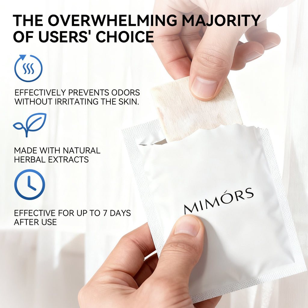 MIMORS Deodorant Body Wipes for Underarm - 7 Days Odor Control, Aluminum-Free Hypoallergenic, Individually Wrapped Unscented Wipes for Travel Gym Office