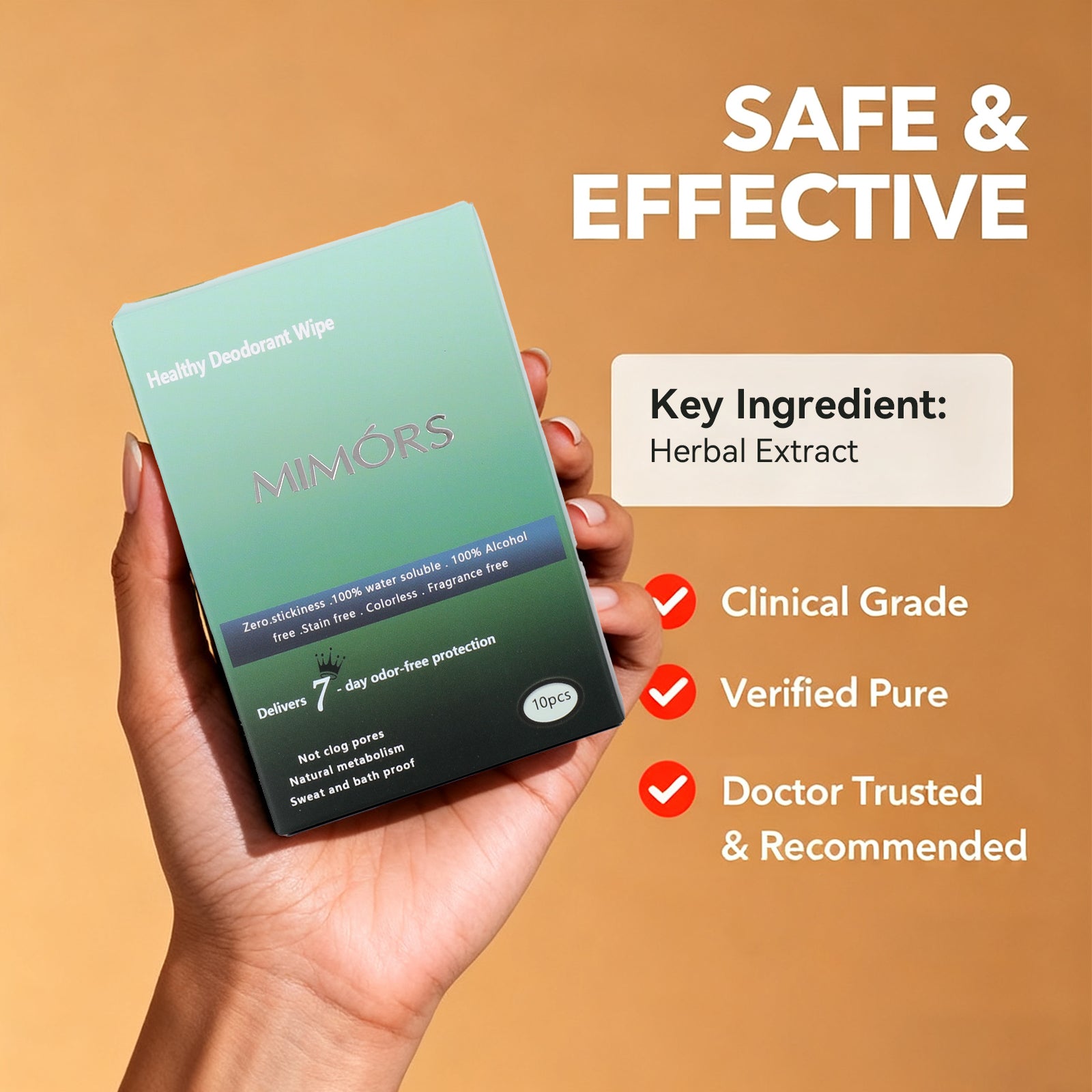 30pc MIMÓRS Natural Deodorant Wipes - Instant Freshness & Sweat Protection, Gentle on Skin, Portable Individual Packs for On-the-Go (Travel/Gym/Work)