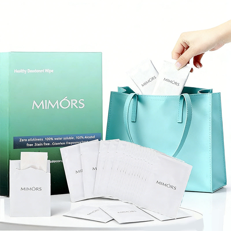 MIMORS Deodorant Body Wipes for Underarm - 7 Days Odor Control, Aluminum-Free Hypoallergenic, Individually Wrapped Unscented Wipes for Travel Gym Office
