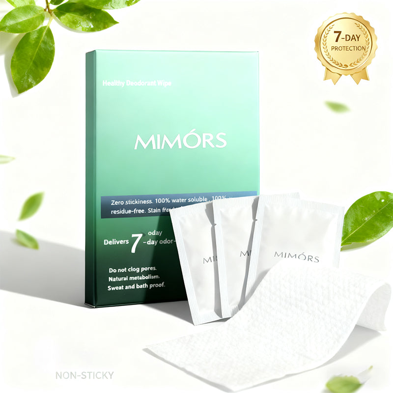 MIMORS Deodorant Body Wipes for Underarm - 7 Days Odor Control, Aluminum-Free Hypoallergenic, Individually Wrapped Unscented Wipes for Travel Gym Office